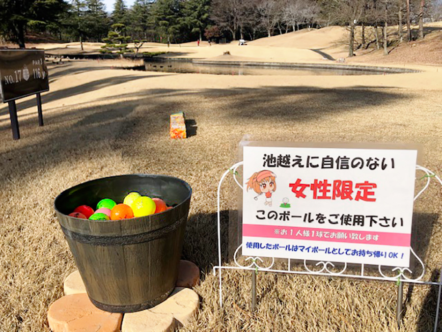 17番ホールのレディースティにボールをご用意！※お1人様1球でお願いいたします