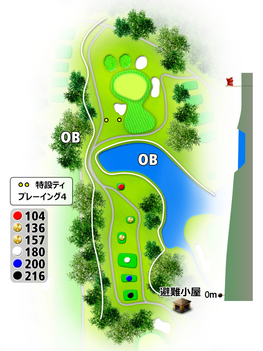 コムウッドゴルフクラブOUTコースHOLE3のコースレイアウト