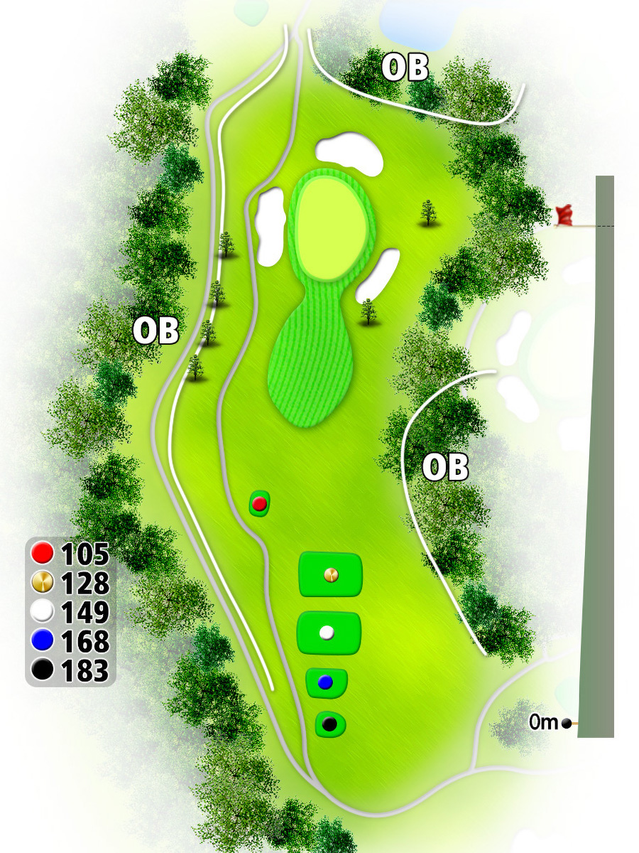 コムウッドゴルフクラブOUTコースHOLE8のコースレイアウト
