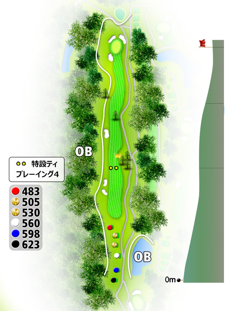 コムウッドゴルフクラブOUTコースHOLE9のコースレイアウト