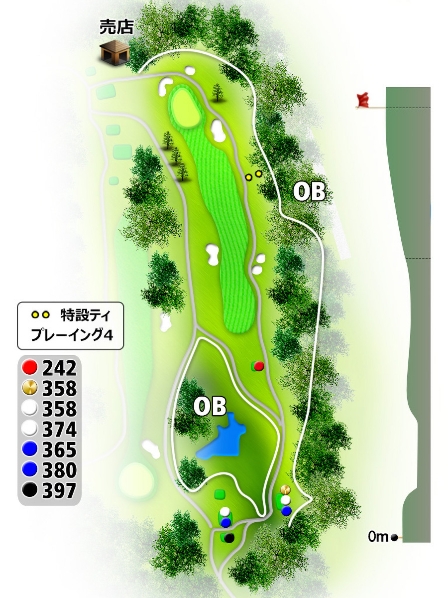 コムウッドゴルフクラブINコースHOLE13のコースレイアウト