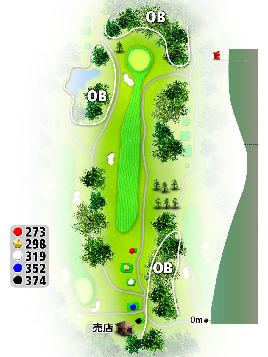コムウッドゴルフクラブINコースHOLE14のコースレイアウト