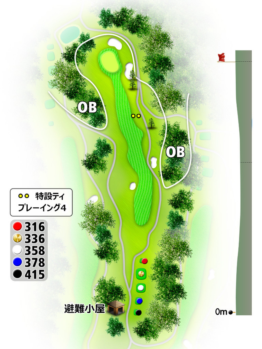 コムウッドゴルフクラブINコースHOLE15のコースレイアウト