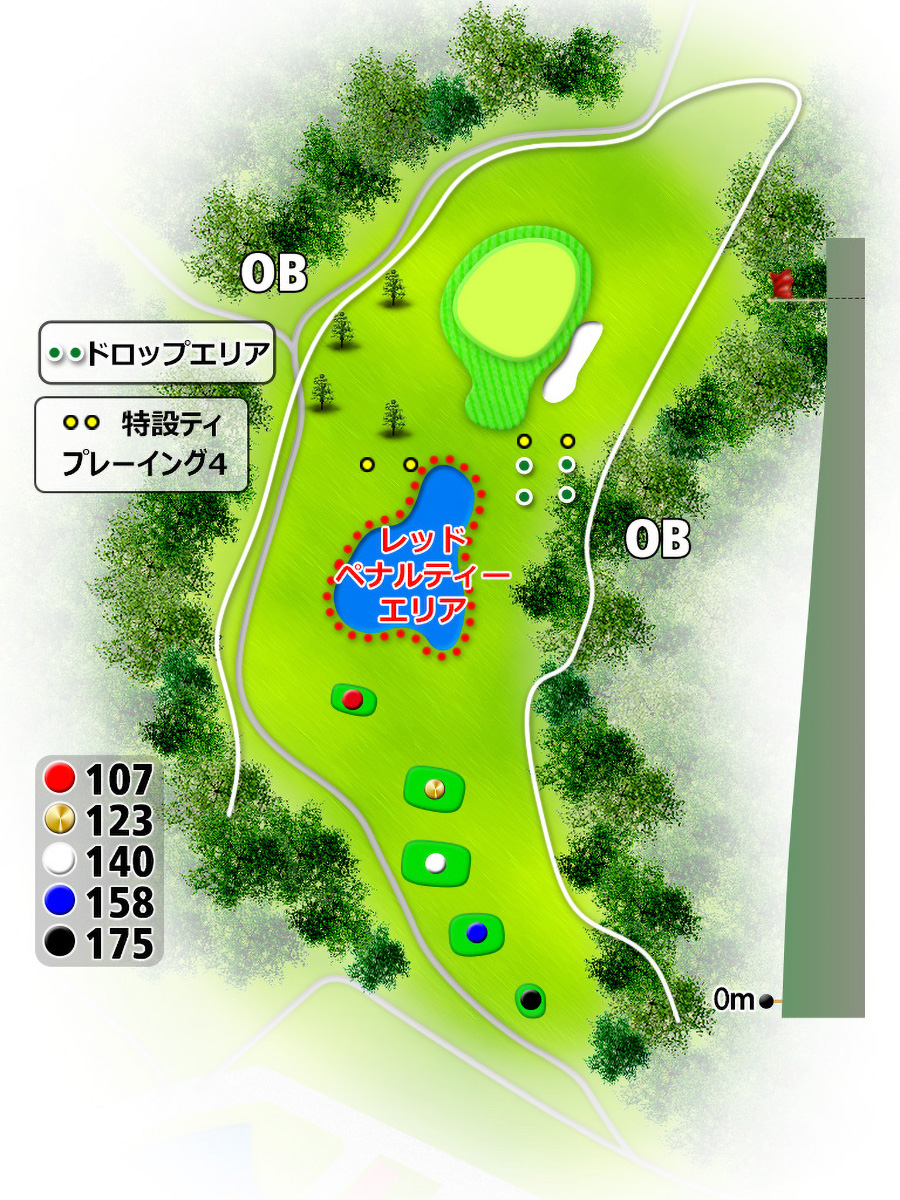 コムウッドゴルフクラブINコースHOLE16のコースレイアウト