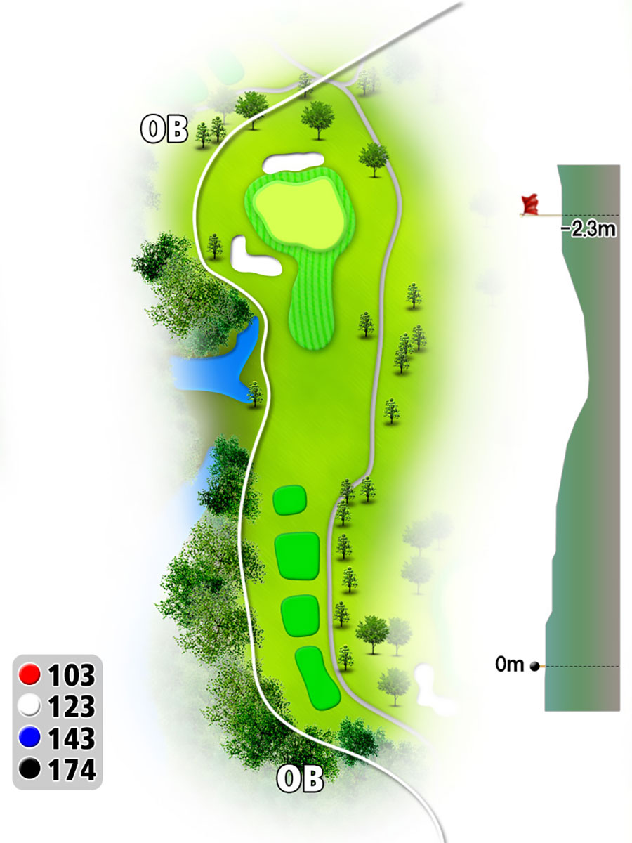 シプレカントリークラブOUTコースHOLE3のコースレイアウト
