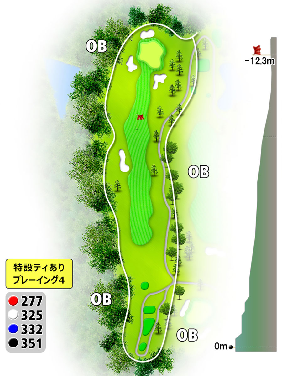 シプレカントリークラブOUTコースHOLE4のコースレイアウト