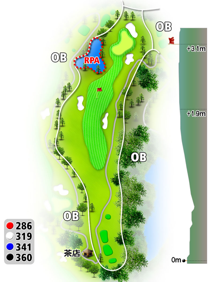 シプレカントリークラブOUTコースHOLE6のコースレイアウト