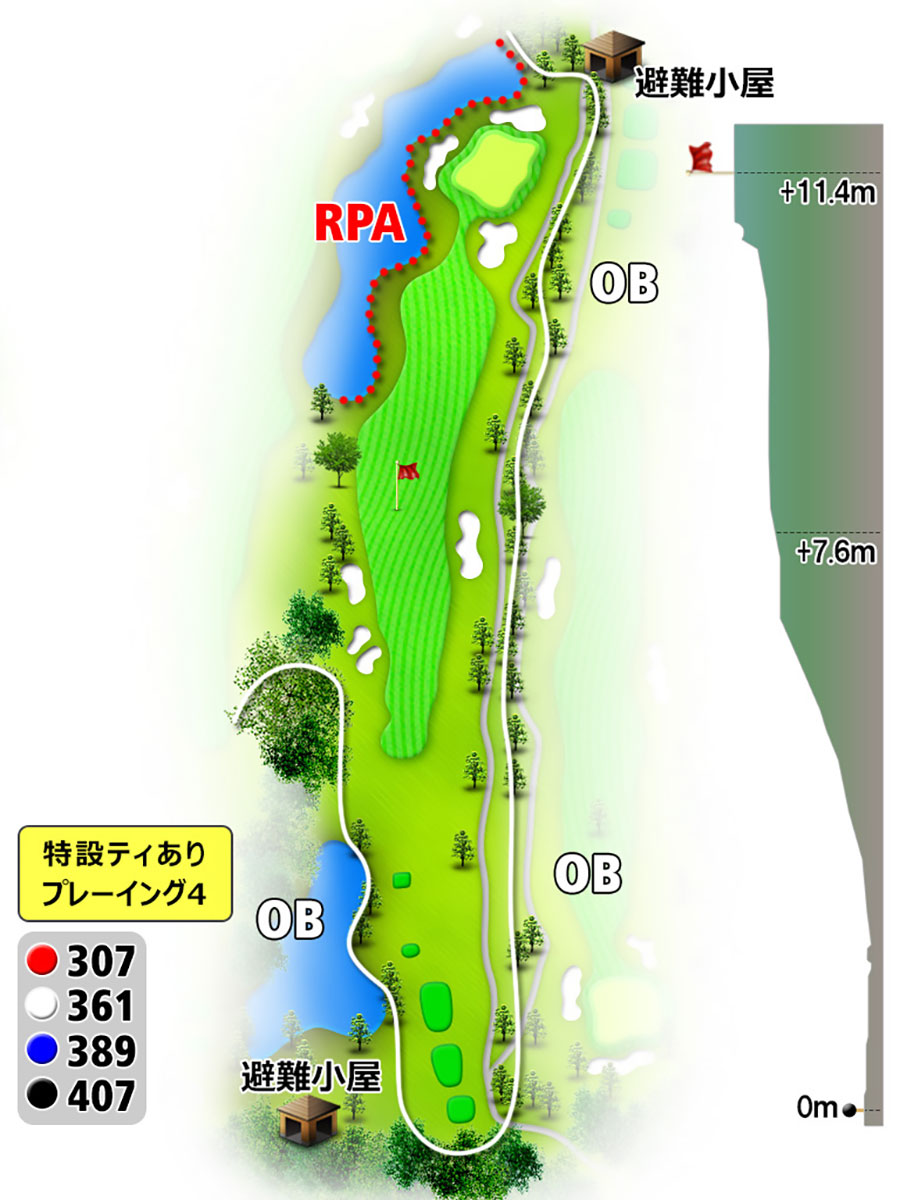 シプレカントリークラブOUTコースHOLE9のコースレイアウト