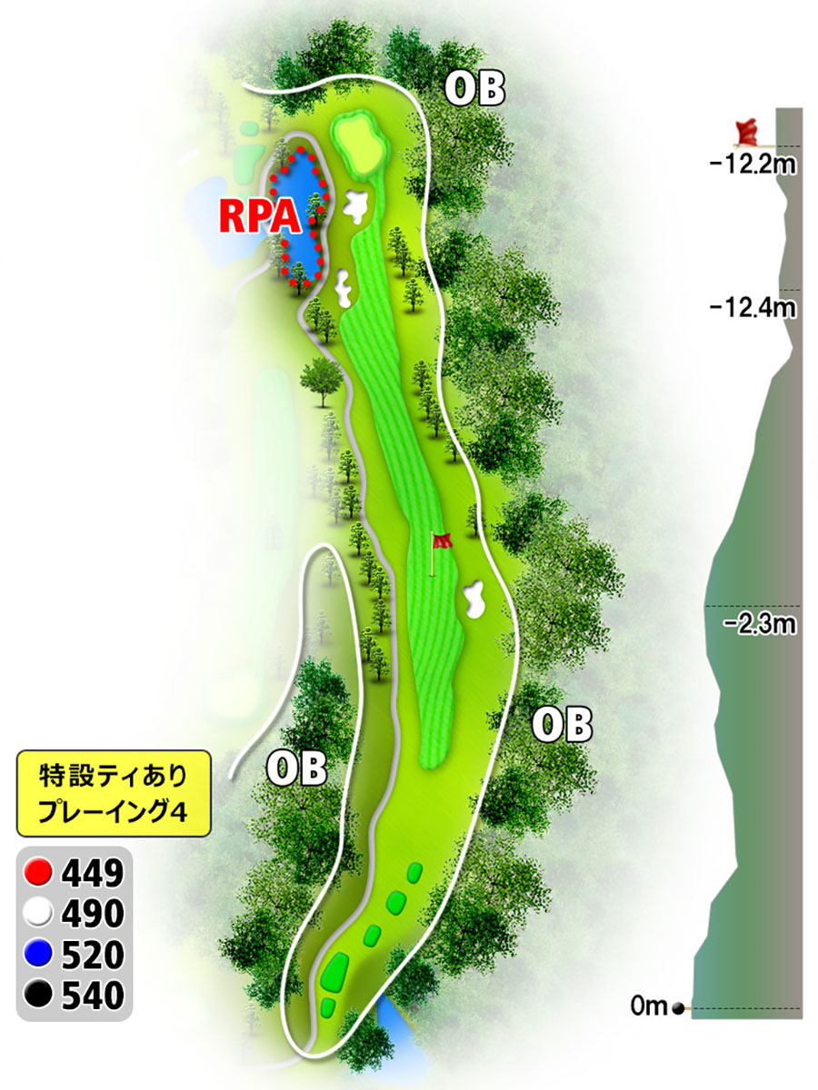 シプレカントリークラブINコースHOLE12のコースレイアウト