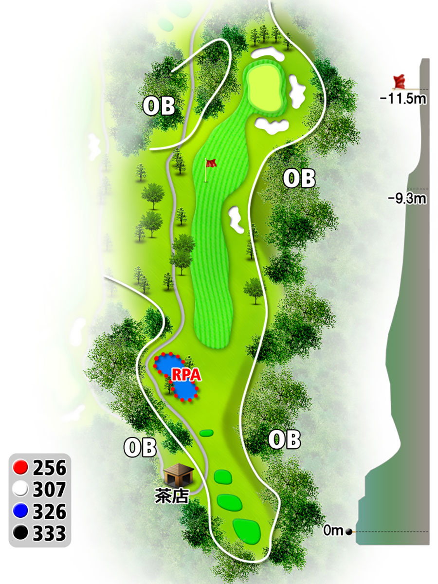 シプレカントリークラブINコースHOLE15のコースレイアウト