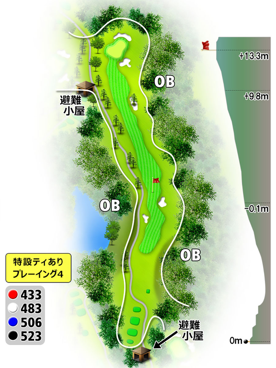 シプレカントリークラブINコースHOLE16のコースレイアウト