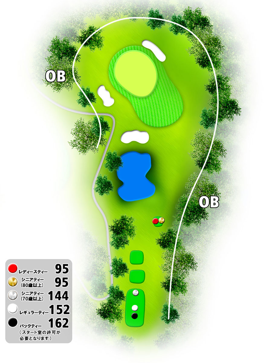 伊勢志摩カントリークラブOUTコースHOLE8のコースレイアウト