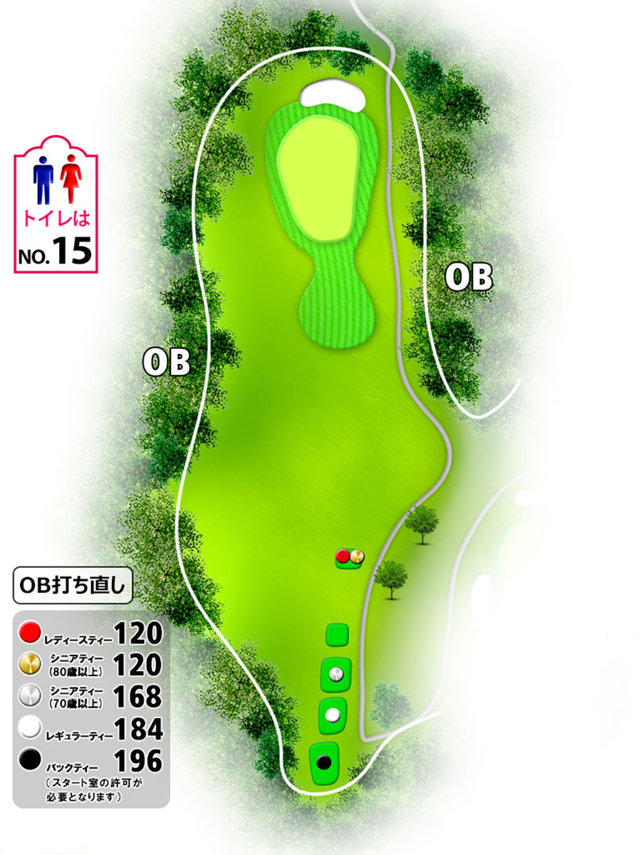 伊勢志摩カントリークラブINコースHOLE13のコースレイアウト