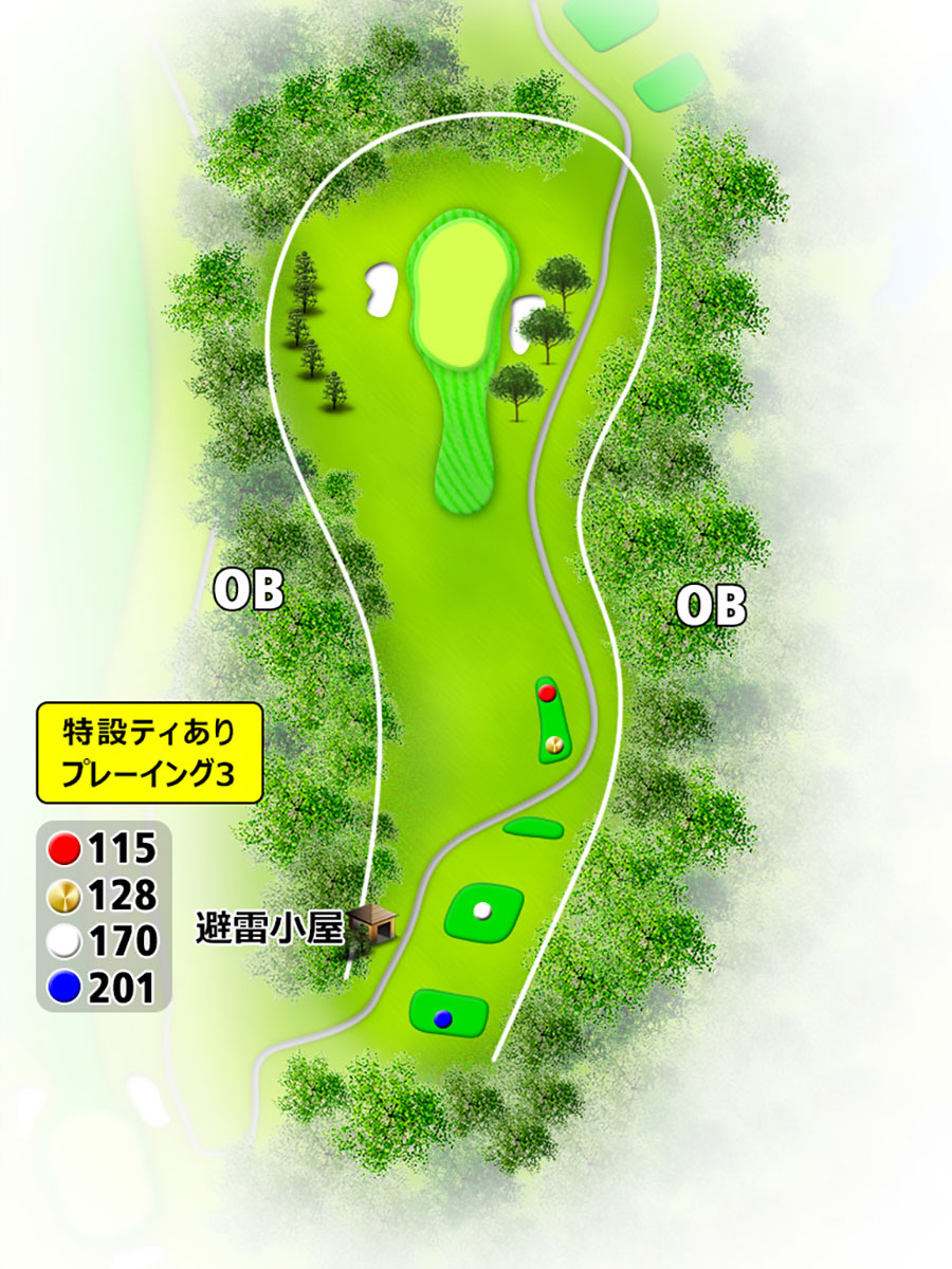 宮城蔵王カントリークラブINコースHOLE12のコースレイアウト