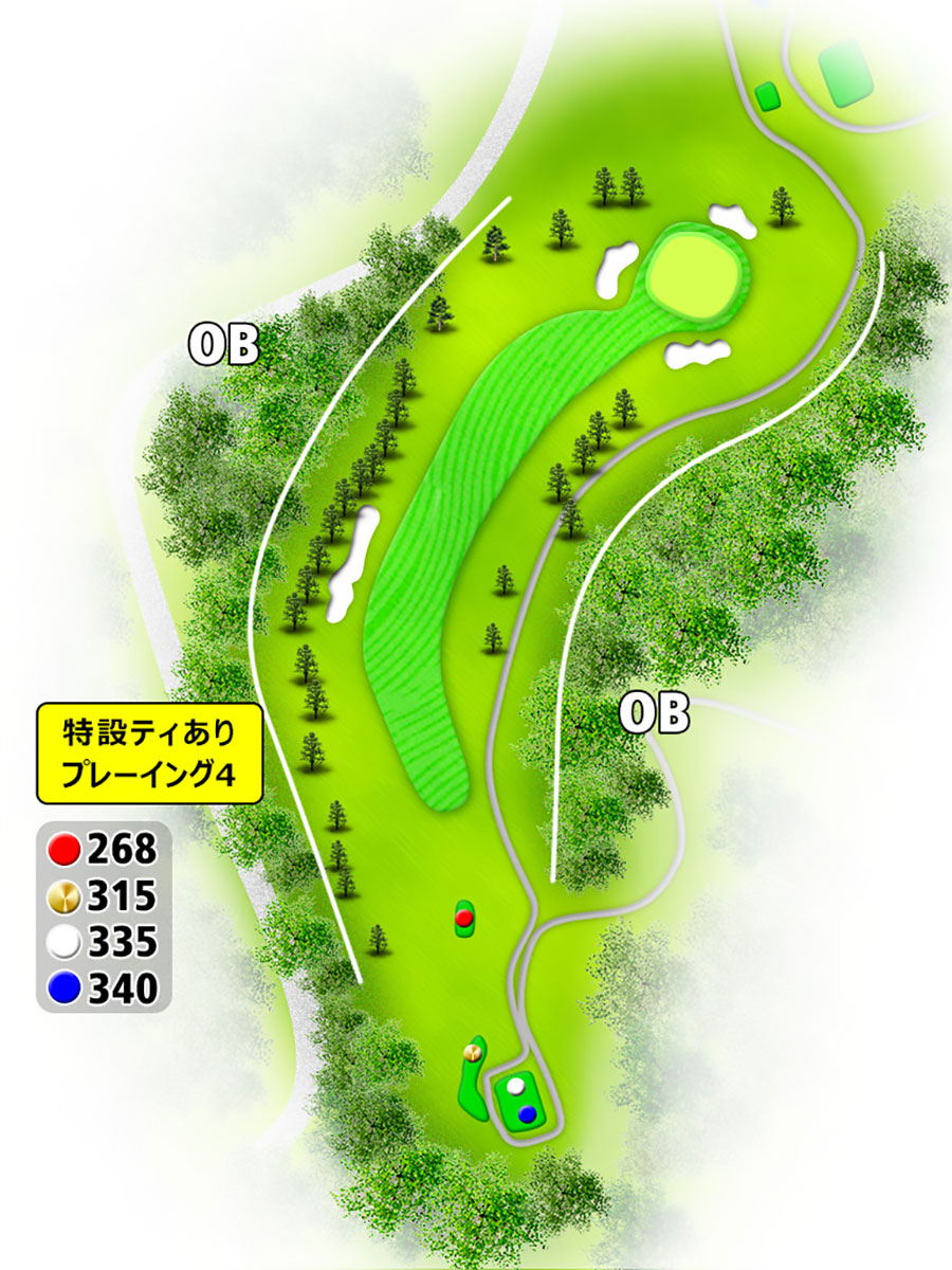 宮城蔵王カントリークラブINコースHOLE18のコースレイアウト