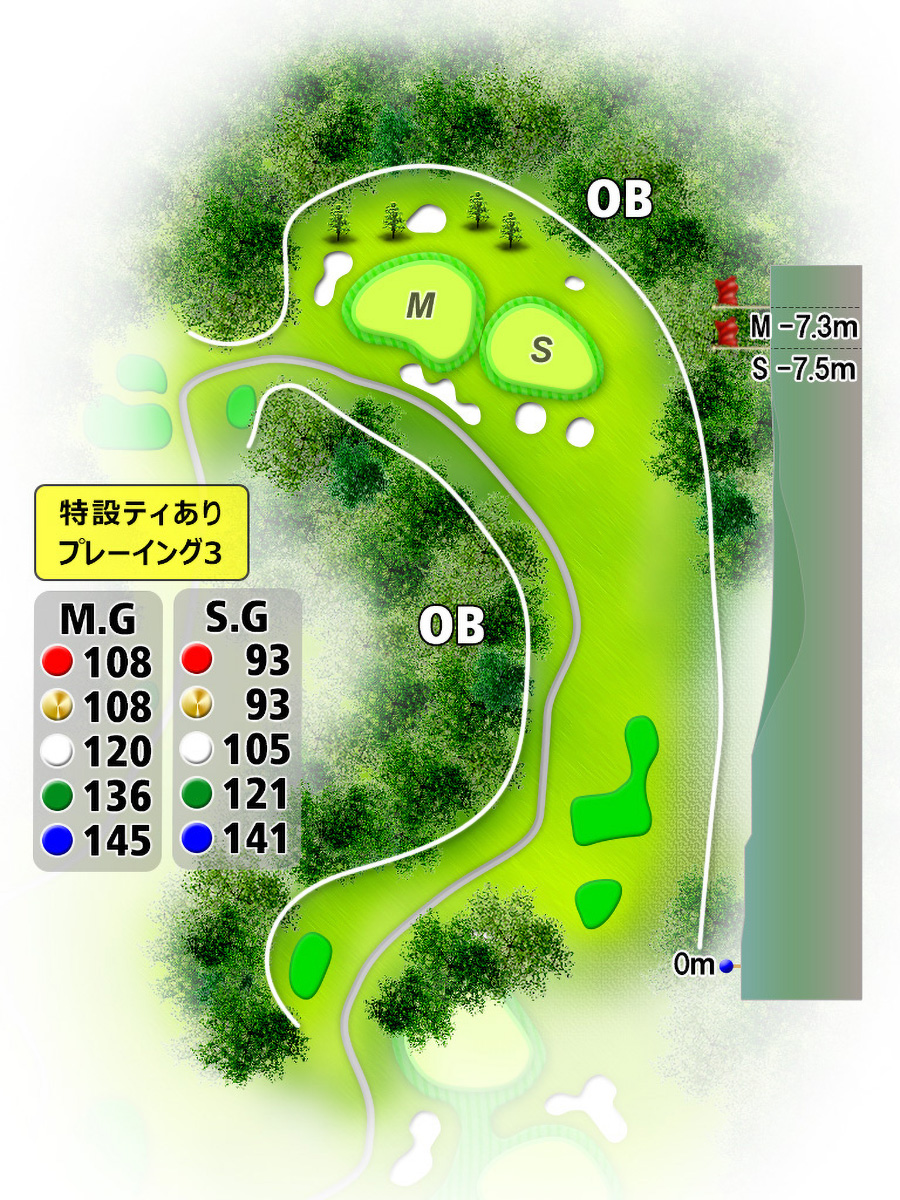 佐賀ロイヤルゴルフクラブOUTコースHOLE2のコースレイアウト