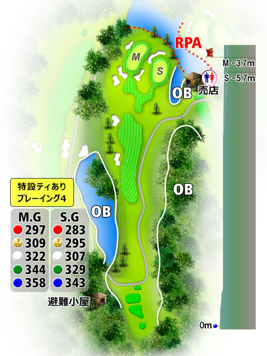 佐賀ロイヤルゴルフクラブOUTコースHOLE5のコースレイアウト