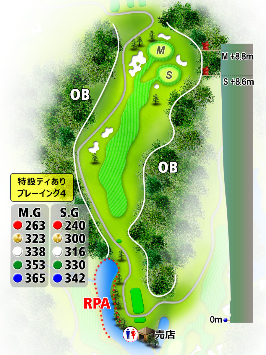 佐賀ロイヤルゴルフクラブOUTコースHOLE6のコースレイアウト