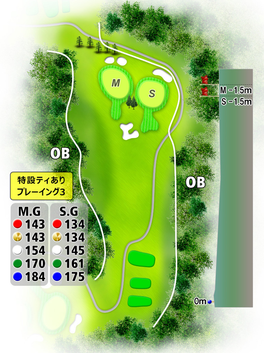 佐賀ロイヤルゴルフクラブOUTコースHOLE7のコースレイアウト