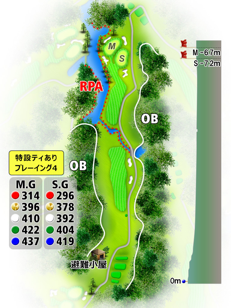 佐賀ロイヤルゴルフクラブOUTコースHOLE8のコースレイアウト