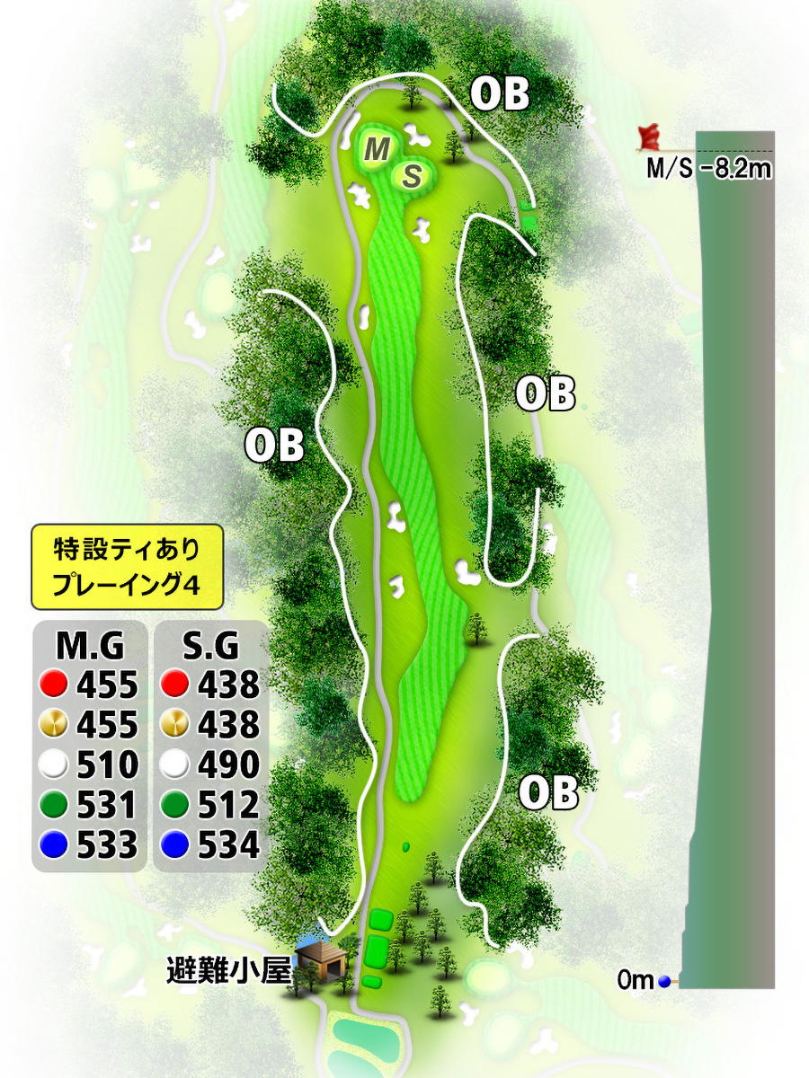 佐賀ロイヤルゴルフクラブINコースHOLE10のコースレイアウト