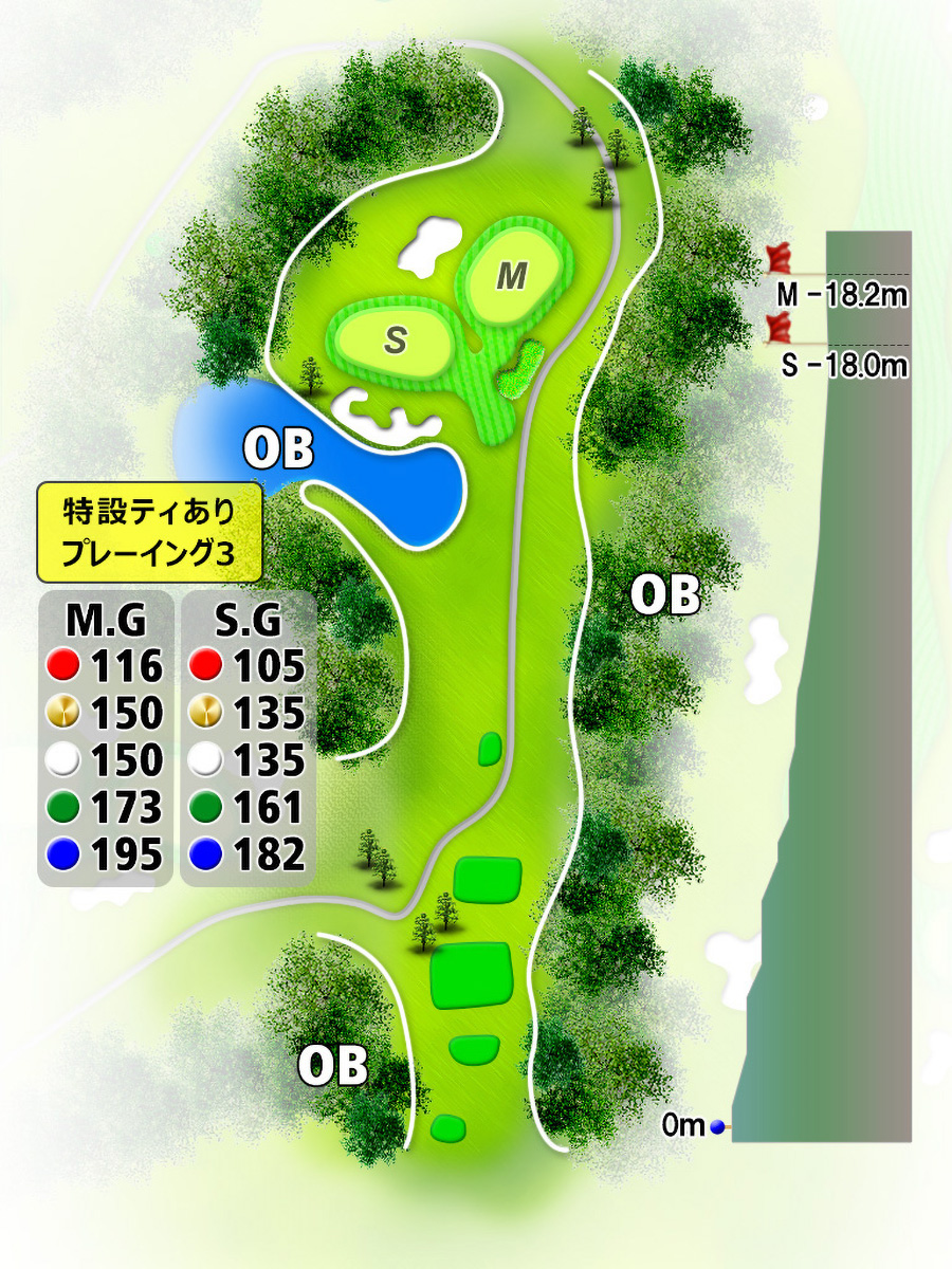 佐賀ロイヤルゴルフクラブINコースHOLE12のコースレイアウト
