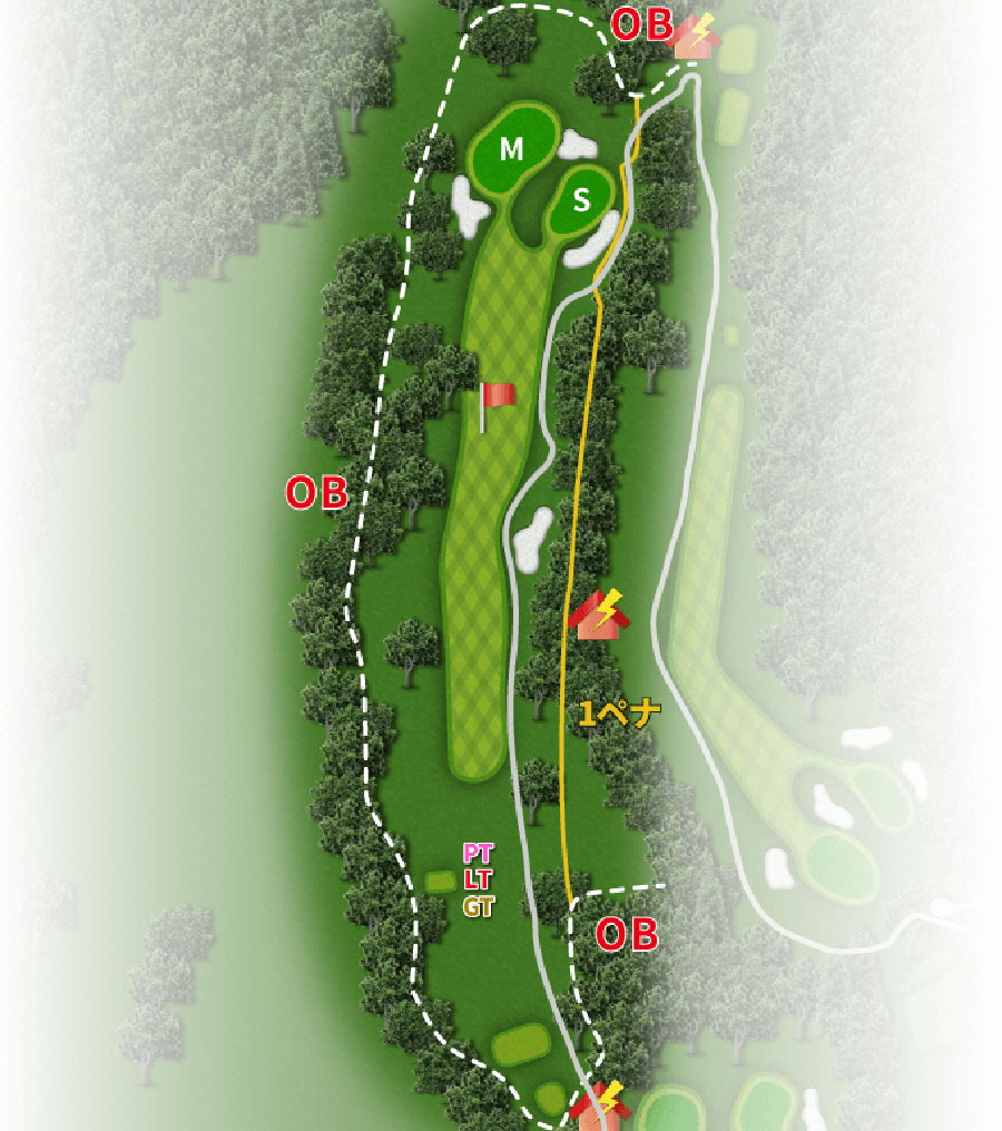 高千穂カントリー倶楽部OUTコースHOLE3のコースレイアウト