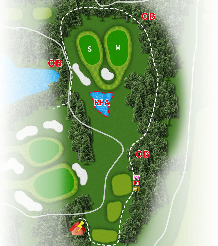 高千穂カントリー倶楽部OUTコースHOLE6のコースレイアウト