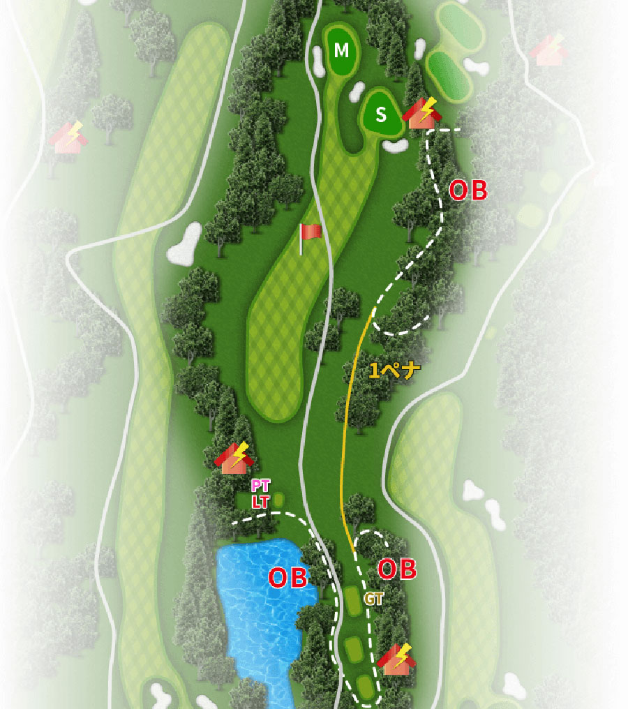 高千穂カントリー倶楽部OUTコースHOLE7のコースレイアウト