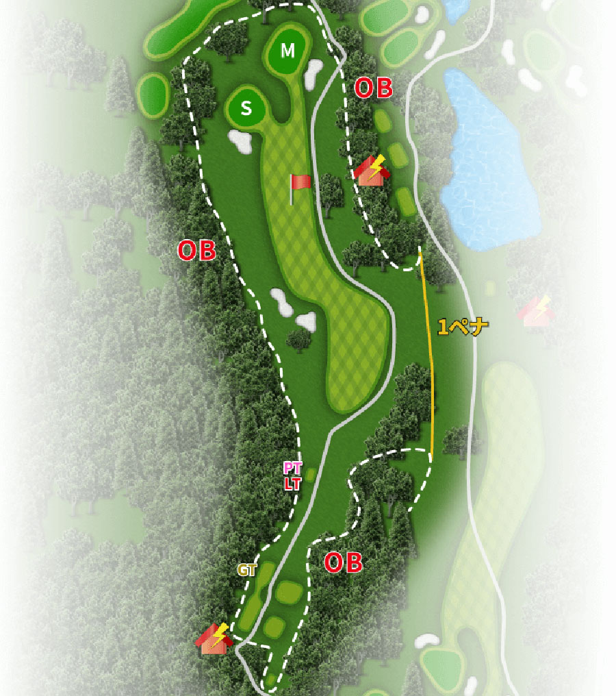 高千穂カントリー倶楽部OUTコースHOLE9のコースレイアウト