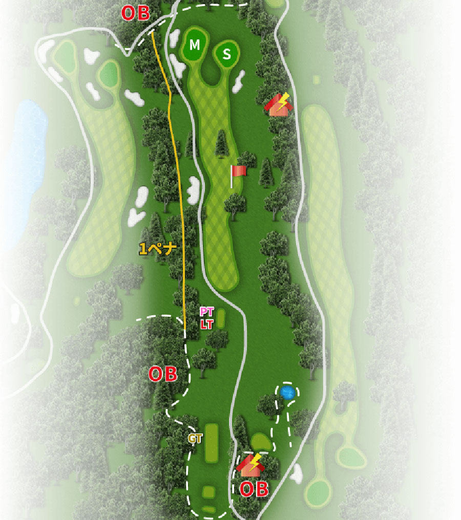 高千穂カントリー倶楽部INコースHOLE10のコースレイアウト