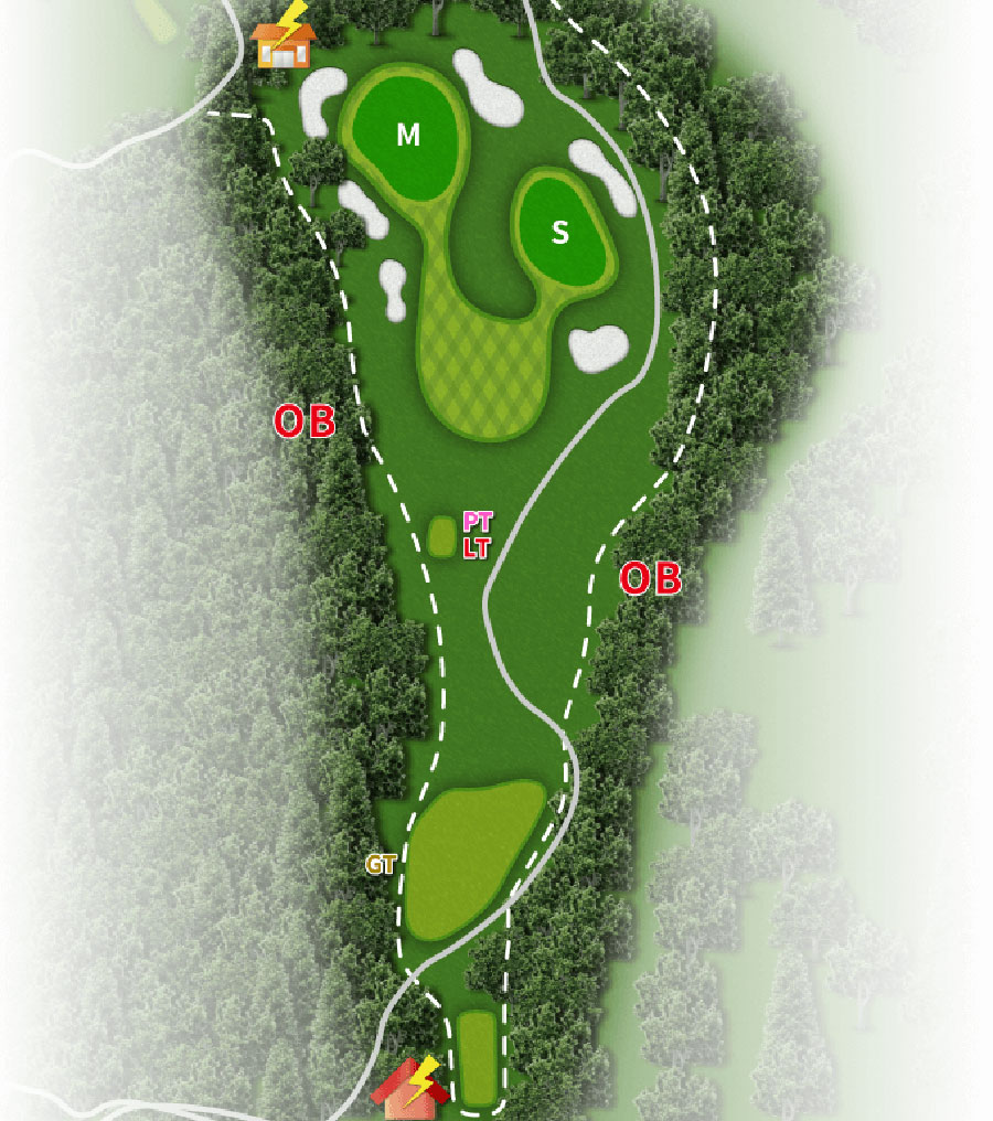 高千穂カントリー倶楽部INコースHOLE11のコースレイアウト