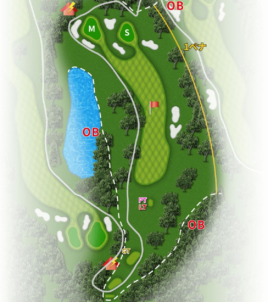高千穂カントリー倶楽部INコースHOLE17のコースレイアウト