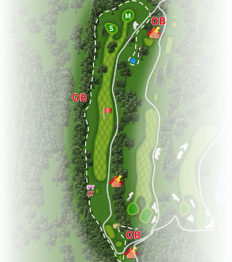 高千穂カントリー倶楽部INコースHOLE18のコースレイアウト