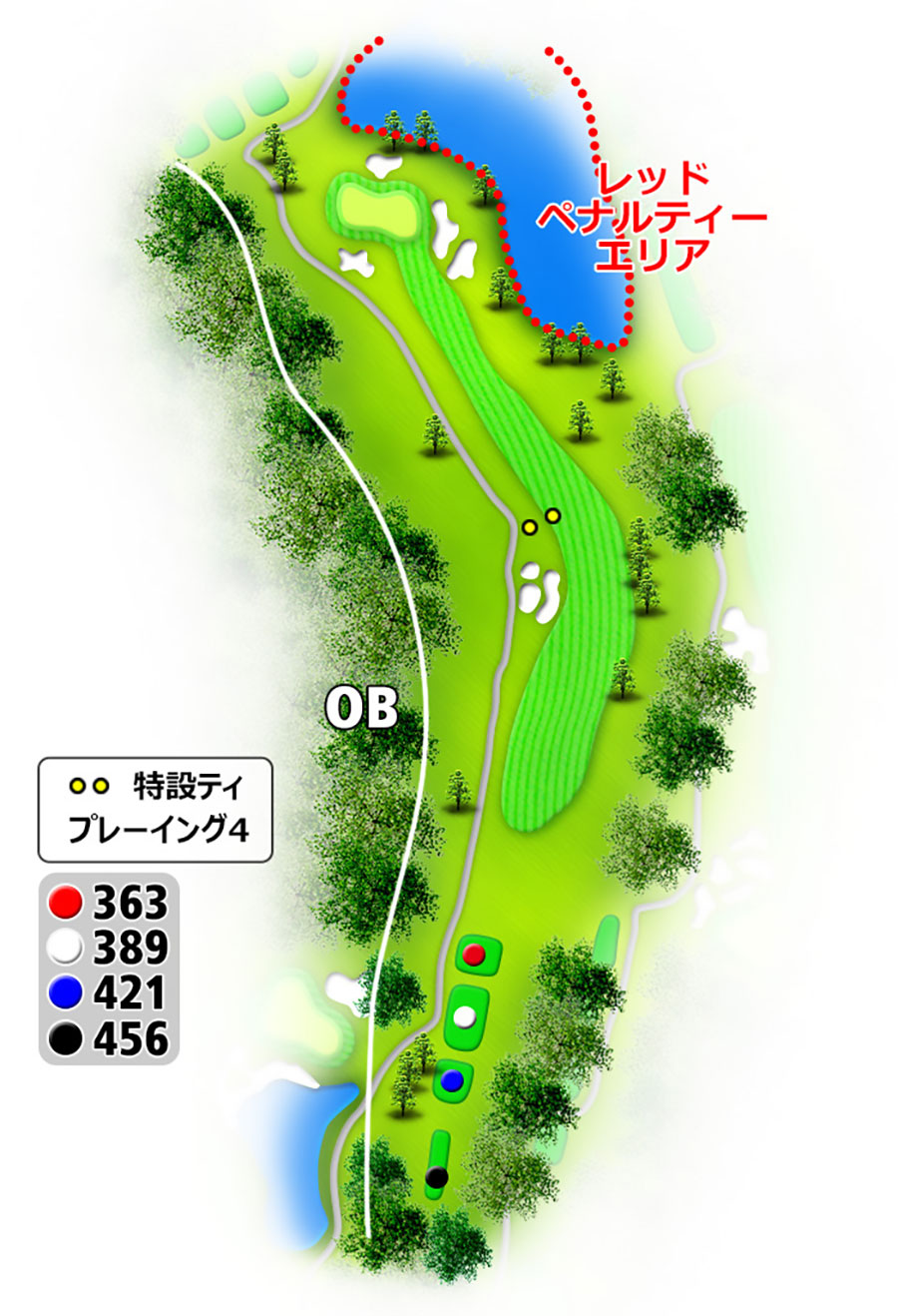 タートルエースゴルフ倶楽部OUTコースHOLE7のコースレイアウト