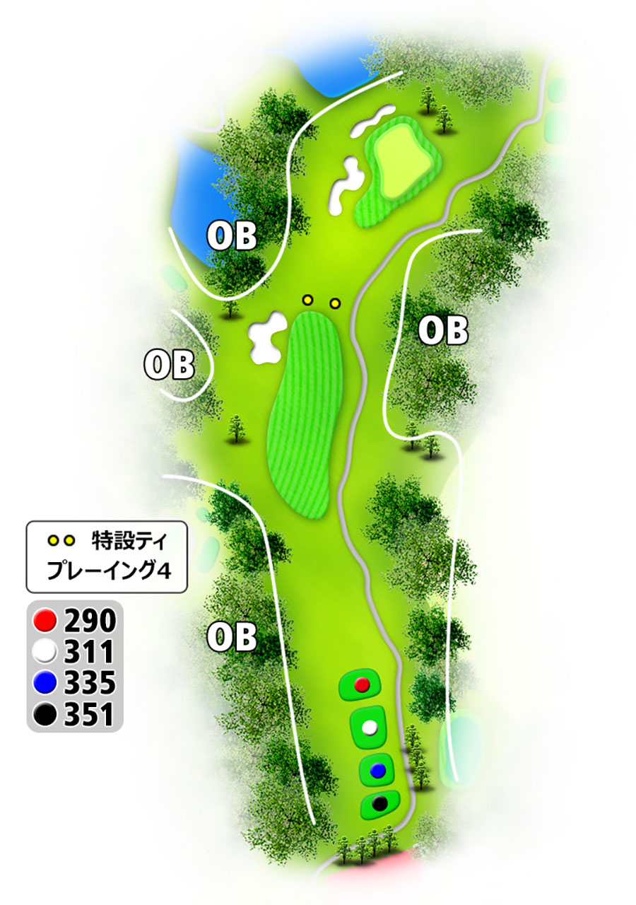 タートルエースゴルフ倶楽部INコースHOLE10のコースレイアウト