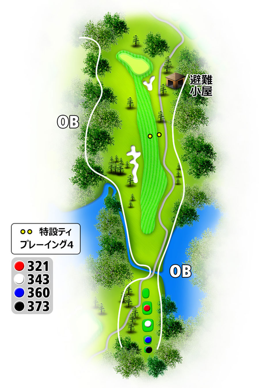 タートルエースゴルフ倶楽部INコースHOLE11のコースレイアウト