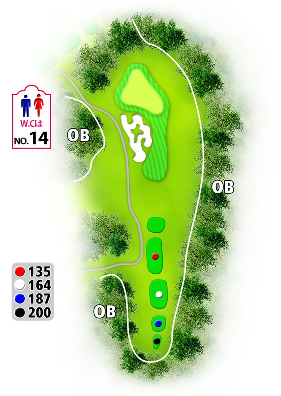 タートルエースゴルフ倶楽部INコースHOLE12のコースレイアウト