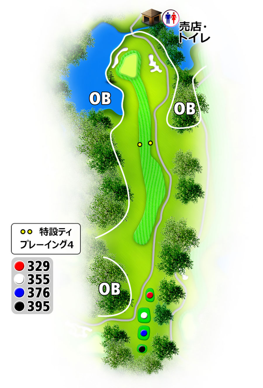 タートルエースゴルフ倶楽部INコースHOLE13のコースレイアウト