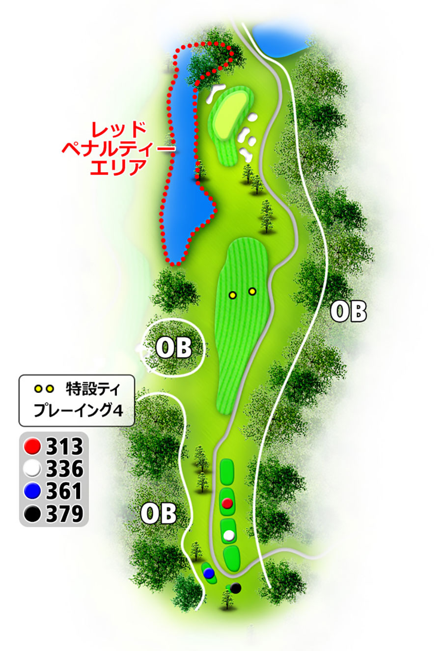 タートルエースゴルフ倶楽部INコースHOLE17のコースレイアウト